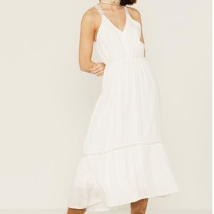 Molly Bracken Women's Lace Trim White Midi Dress - Size XL